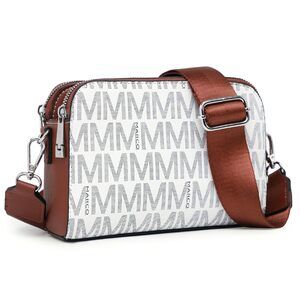 6515 Crossbody Bags Triple Zip Vegan Leather Camera Purses Small Shoulder